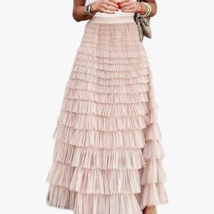 Elegant Cream Tiered Skirt